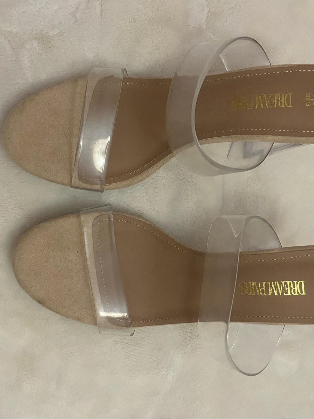 Dream Pairs Nude Footbed Clear Double-Strap Slide Sandals heels size 9